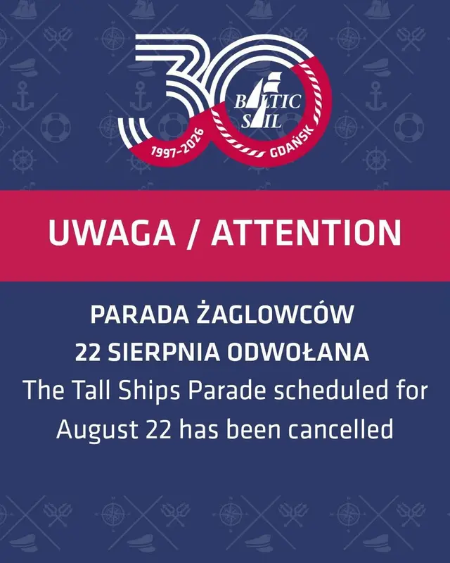 komunikat - odwołana parada żaglowców
