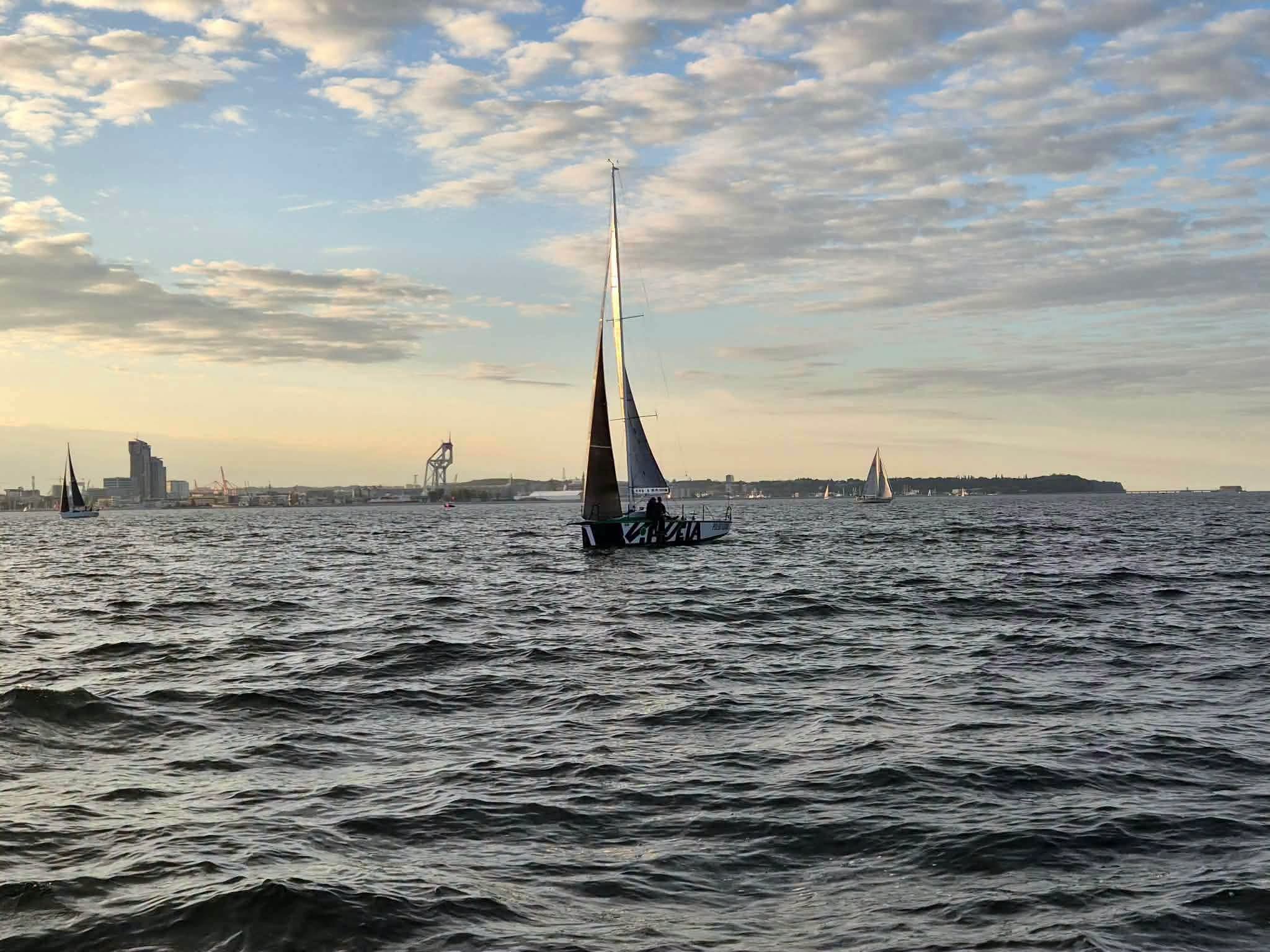 VIHUELA na Zatoce Gdańskiej, w tle Gdynia. Fot. Jacht Klub Morski GRYF