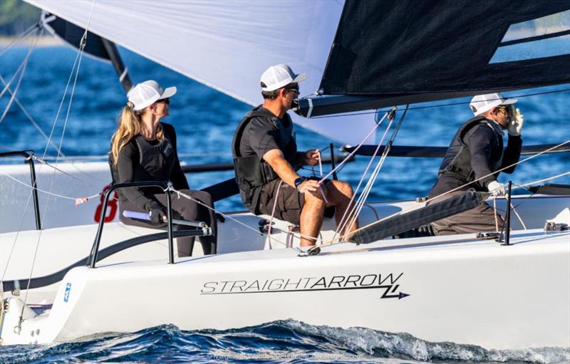 Chelsea Simms steering her Straihgtarrow (USA) in Race 10 on Day 4 of the Melges 24 World Championship 2026