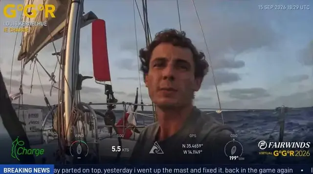 Louis Kerdelhué aboard IE CHARGE during an earlier GGR WINDOW LIVE transmission. Race Control raised a Code Orange concern on 5 October after unusually slow tracker movement and missed safety reports