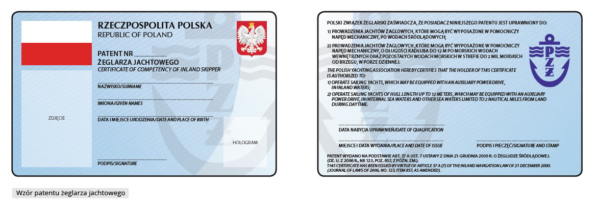 Patent zeglarza jachtowego wzor