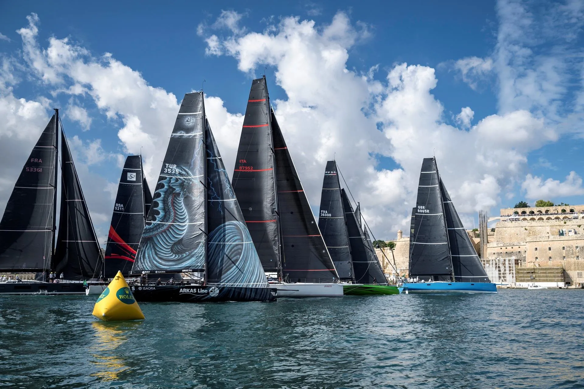 Setting sail from Valletta's Grand Harbour on Saturday with Artemis Bleu to leeward - Rolex Middle Sea Race 2026