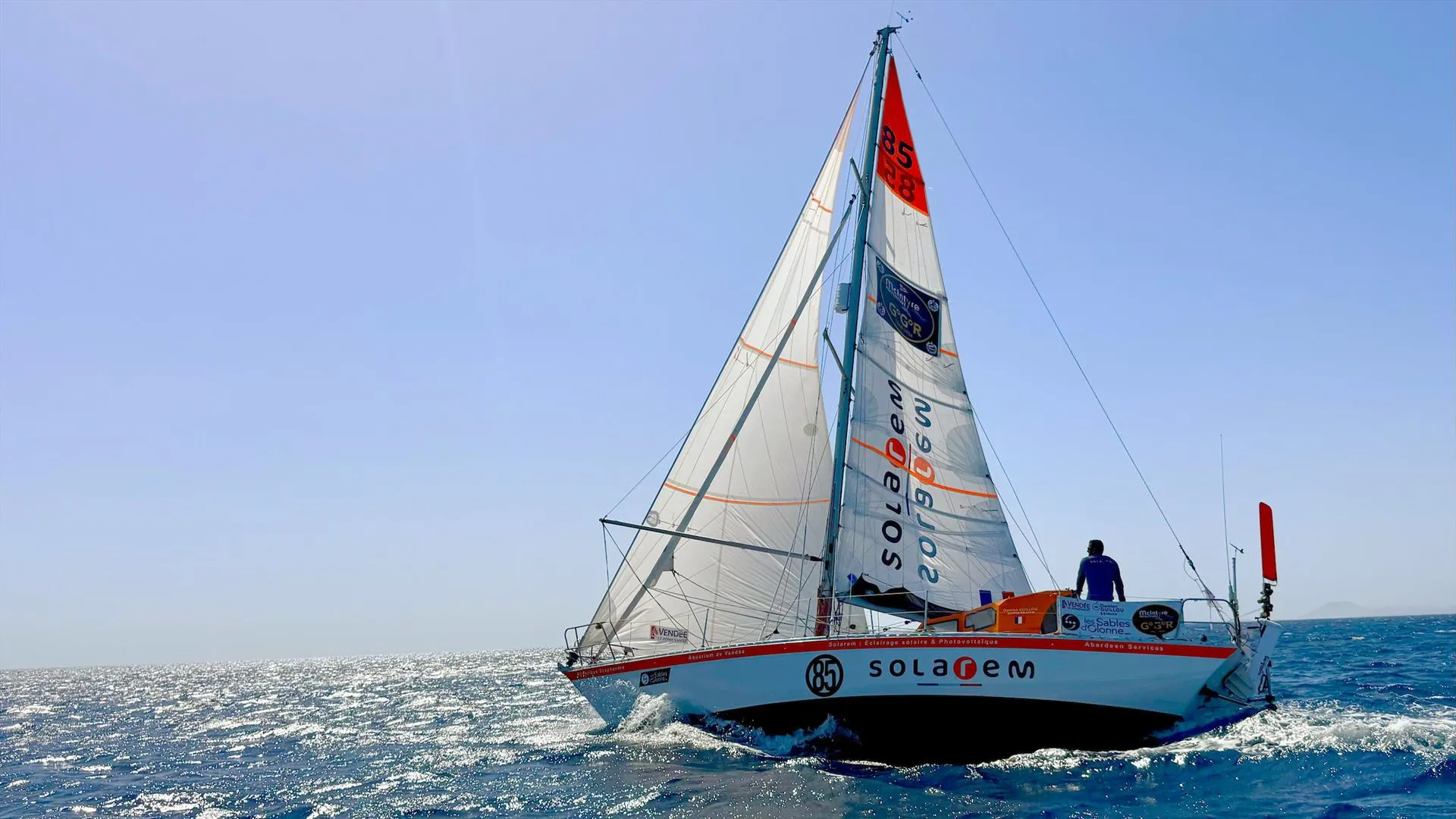 SOLAREM, sailed by Damien Guillou, continues to set the pace at the front of the 2026 McIntyre Golden Globe Race. Guillou and Pat Lawless have broken clear of the chasing fleet and are now racing south in the southeast trades