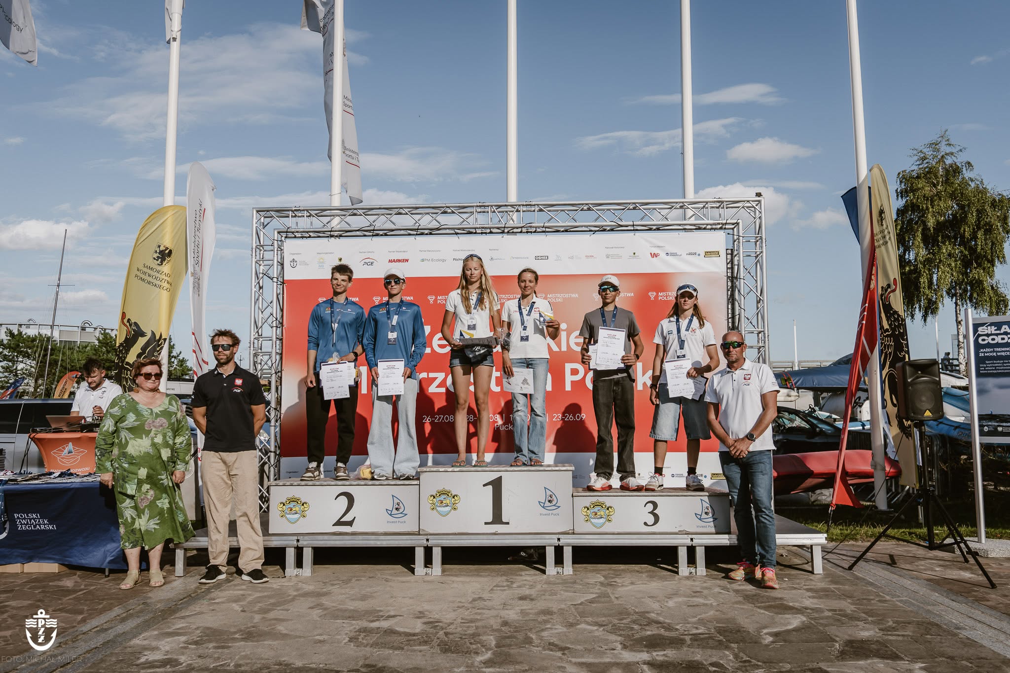 Podium Żeglarskich Mistrzostw Polski 2026 w Pucku